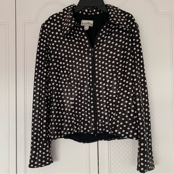 Joseph Ribkoff | Black and White Polka Dot Shiny Jacket sz 8 - Picture 1 of 8